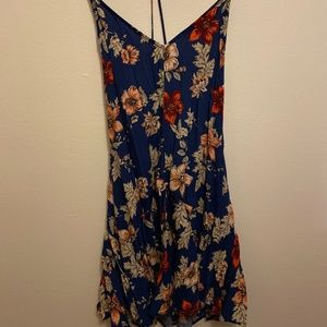 Forever 21 Blue Floral Dress with Low Strappy back